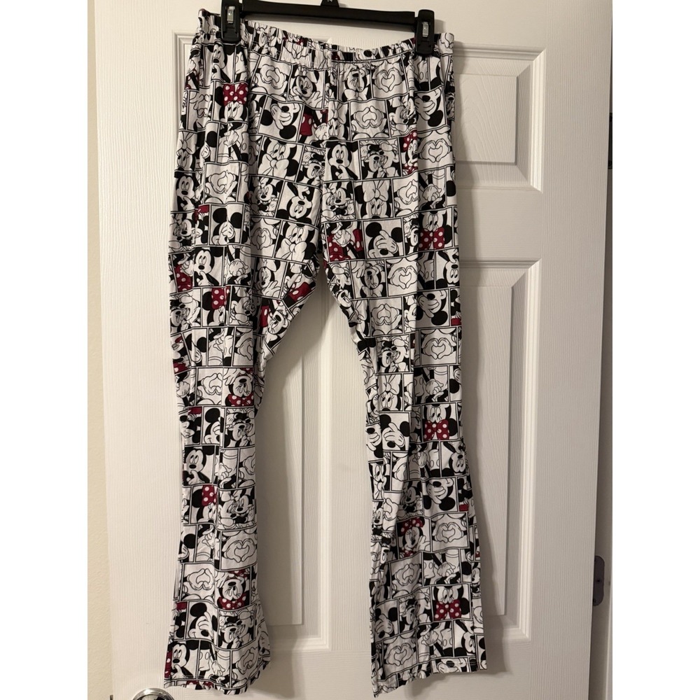 Disney Mickey & Mouse faces knit lounge pants elastic Waist - Picture 3 of 7